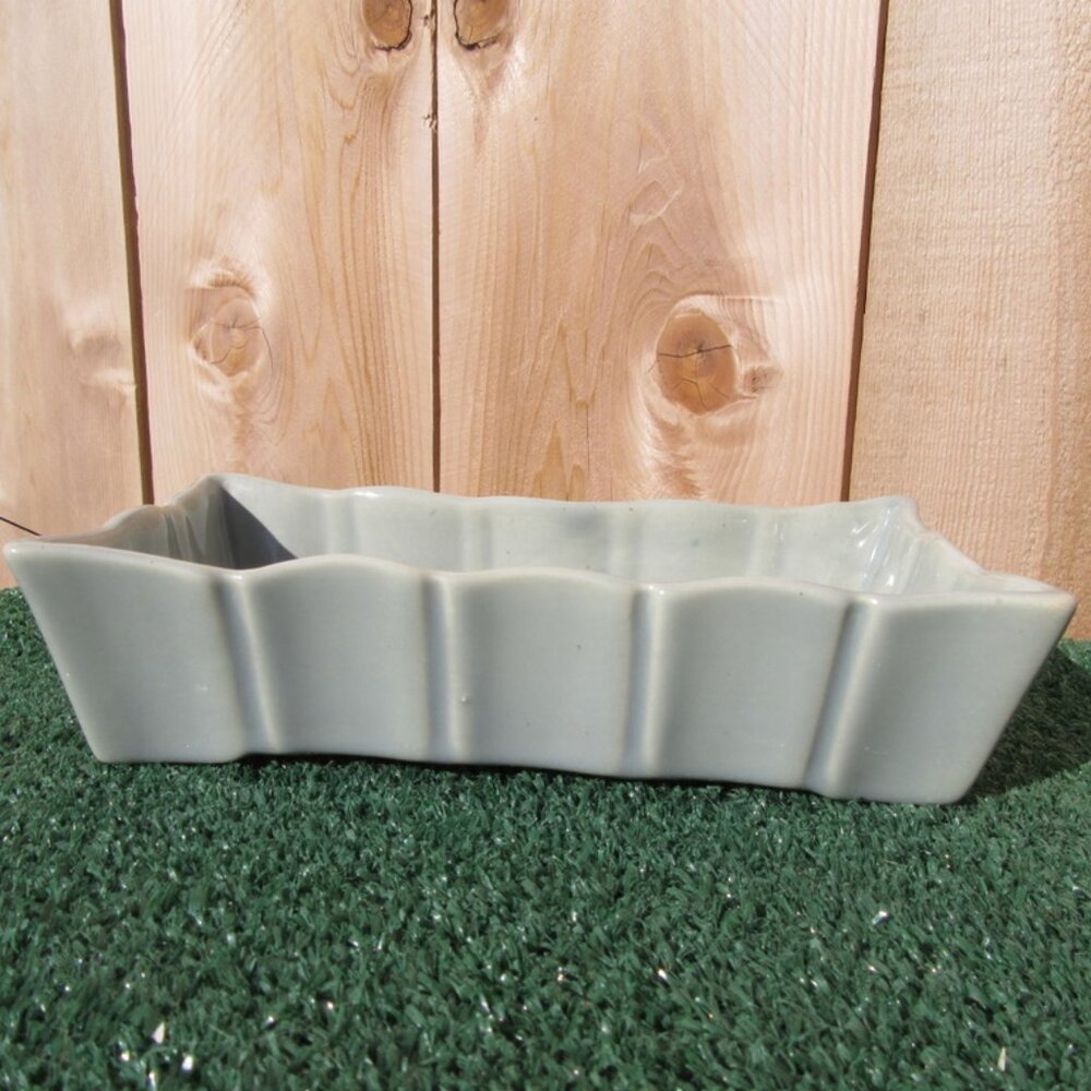 Vintage Bauer Pottery Grey Blue Rectangle Flower Bowl 8 1/2" x 4 1/2" Dish